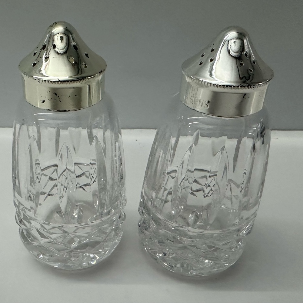 WATERFORD Crystal Silver Lidded Salt & Pepper Set